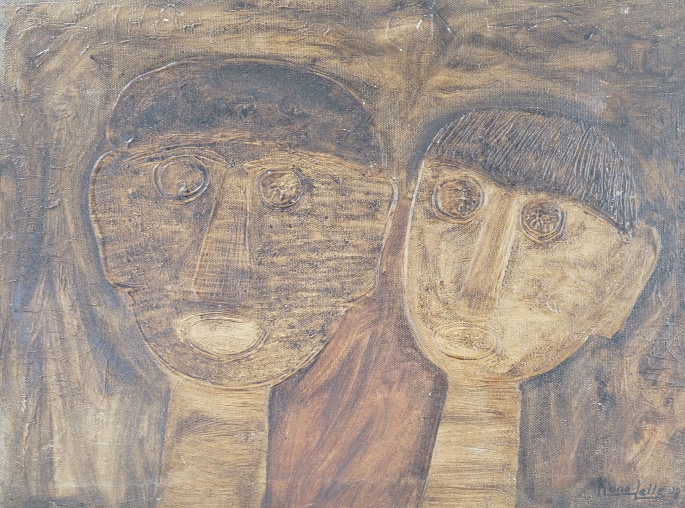 Hono Lette (Bali), oil on canvas, 'Two Heads', signed and dated '98, 30 x 40cm, unframed